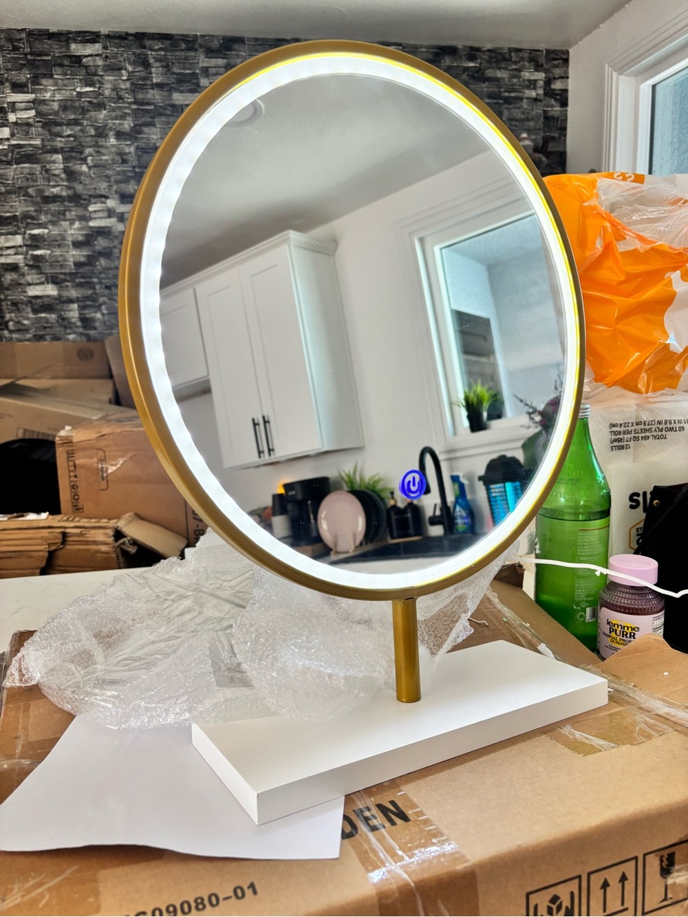 Gold LED Lighted Vanity GORGEOUS LOOK AND 3 SETTINGS! TOUCH